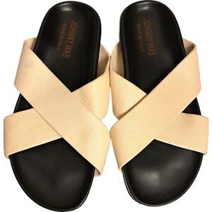 Johnny Was Blanc Chiara Slipper Sandals Beige Cream Sz 7/37EU Leather ITALY